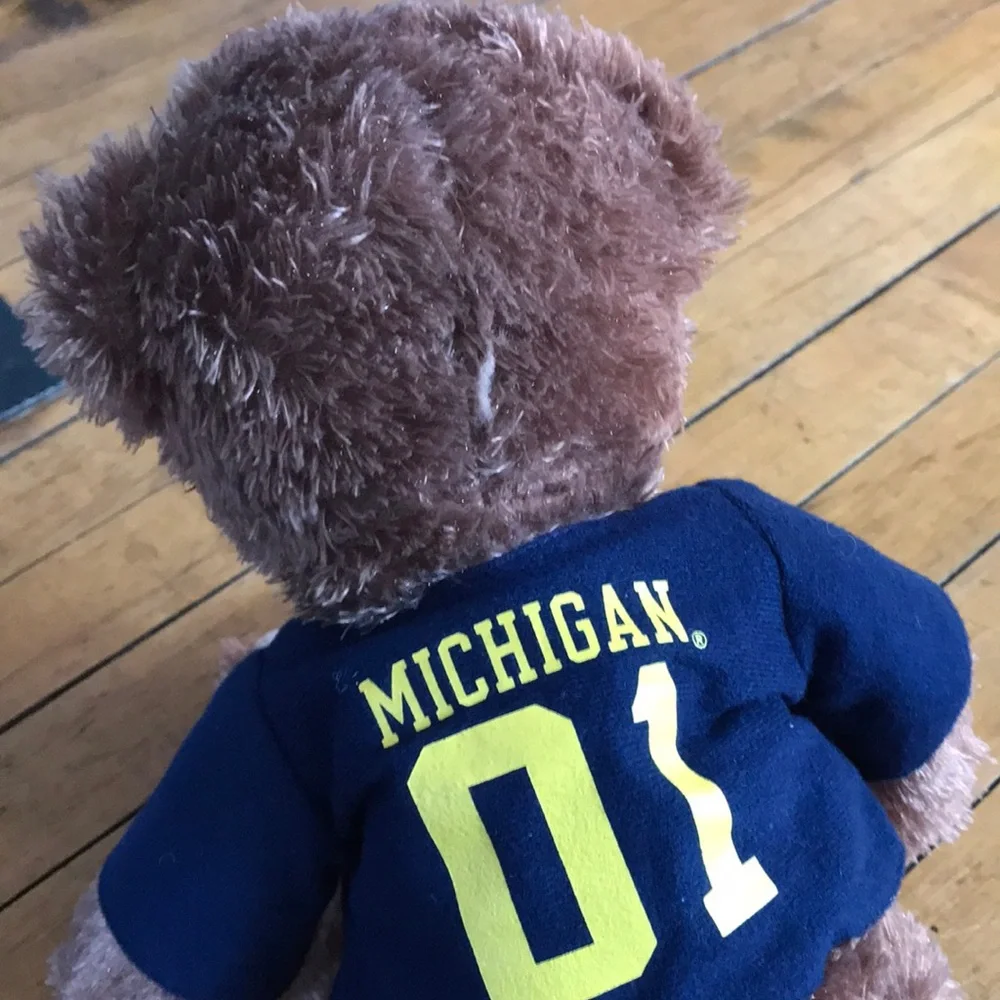 Michigan‎ Wolverines Adorable Brown Teddy Bear with Navy Shirt